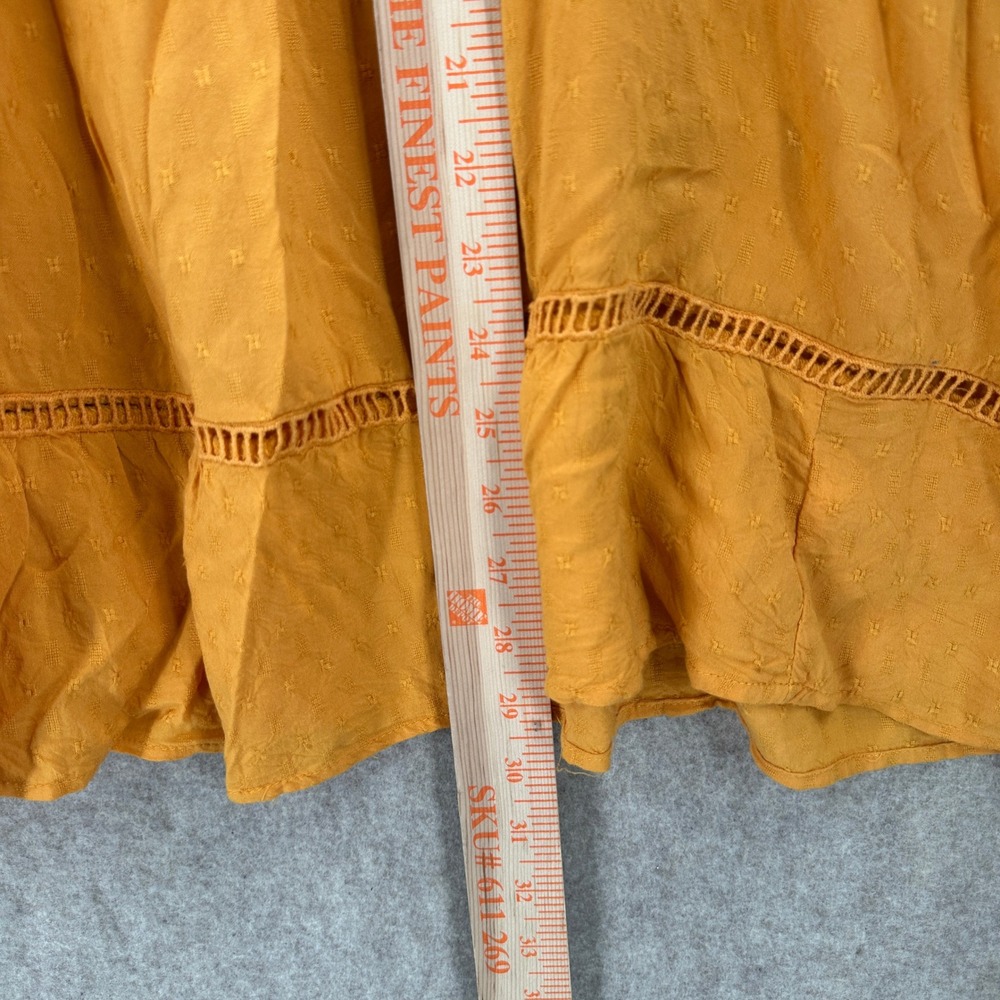 Knox Rose Mustard Yellow Tiered Crochet Lace Clip Dot Babydoll Top Plus Size 4X - Picture 5 of 8